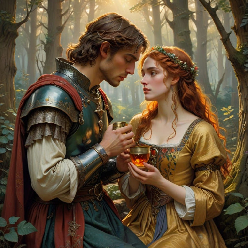 Medieval Lovers Share a Magical Moment in Enchanted Landscap...