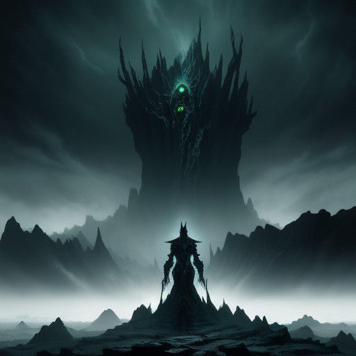 Dark, Eerie Digimon Illustration of Lich, the Fall, in Omino...