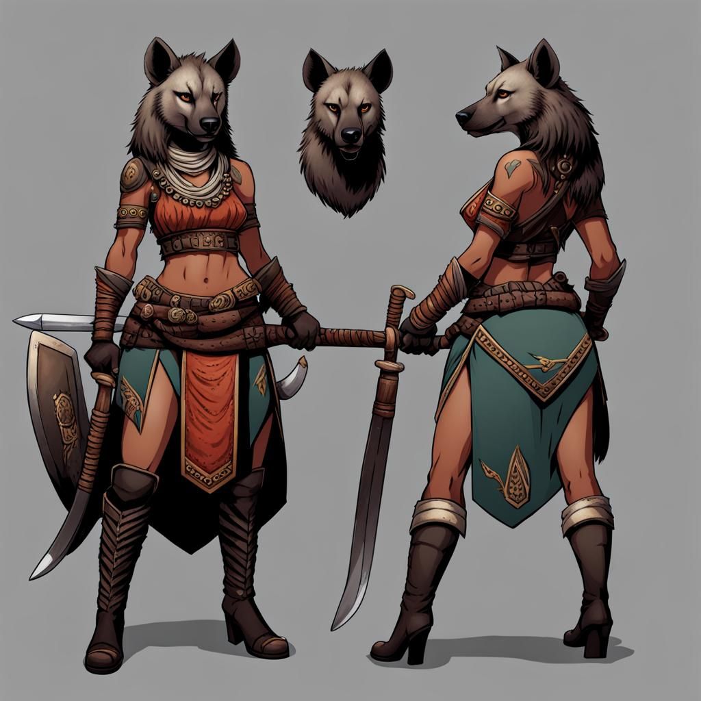Fearsome Female Gnoll Warrior Ready for Battle
