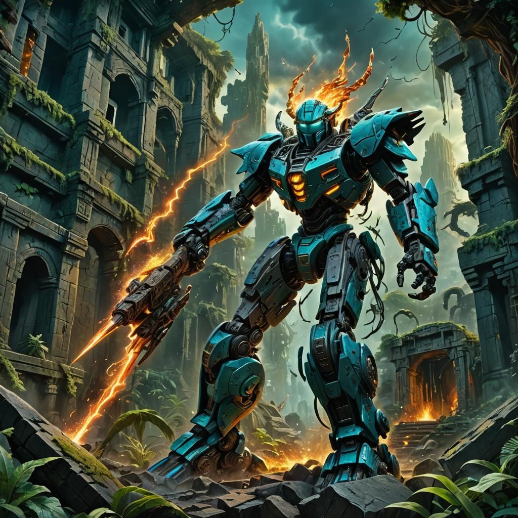 Bionicle Unleashes Thunderwave in Lush Jungle Ruins