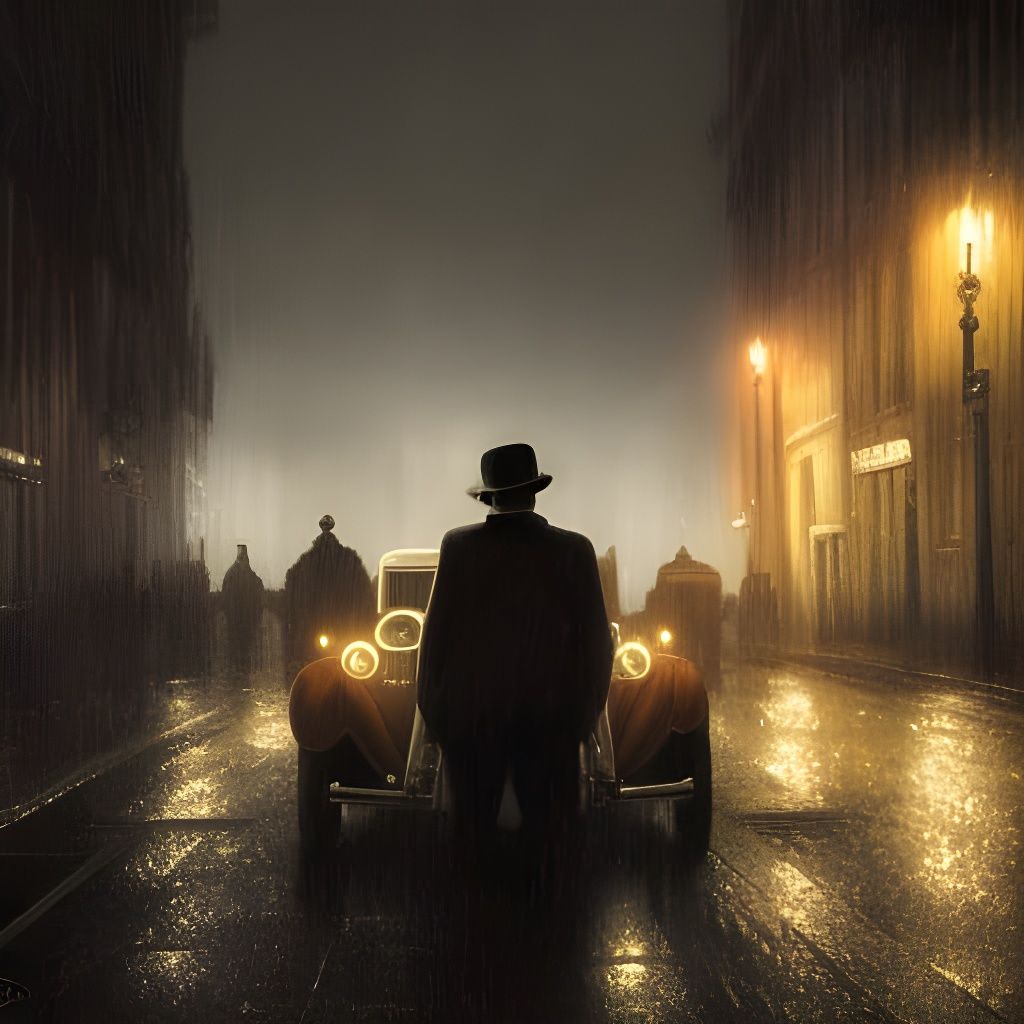 Private Investigator in Film Noir Style, Urban Night