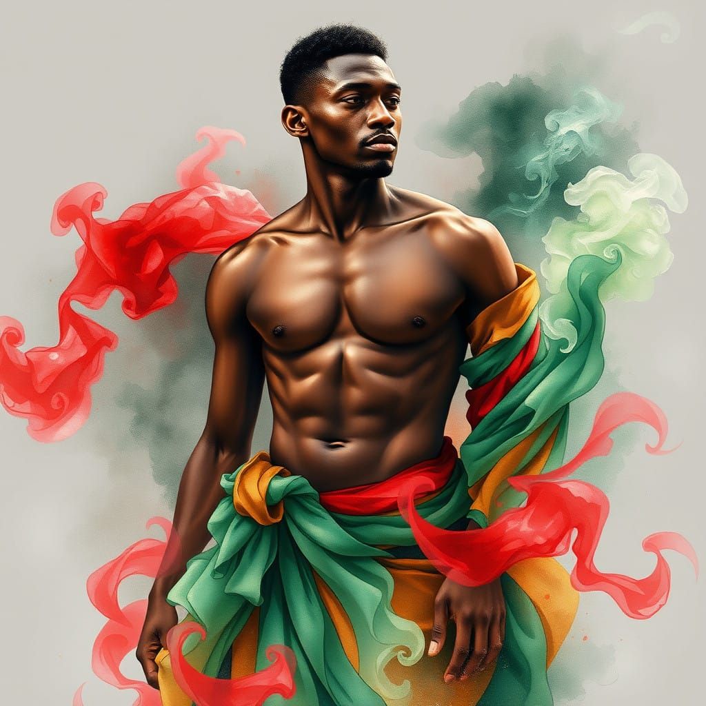 Ethereal Caribbean Gentleman in Smoky Gown