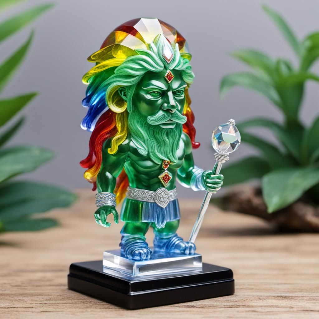 Glistening Crystal Statue of Mythical Jah Rasta