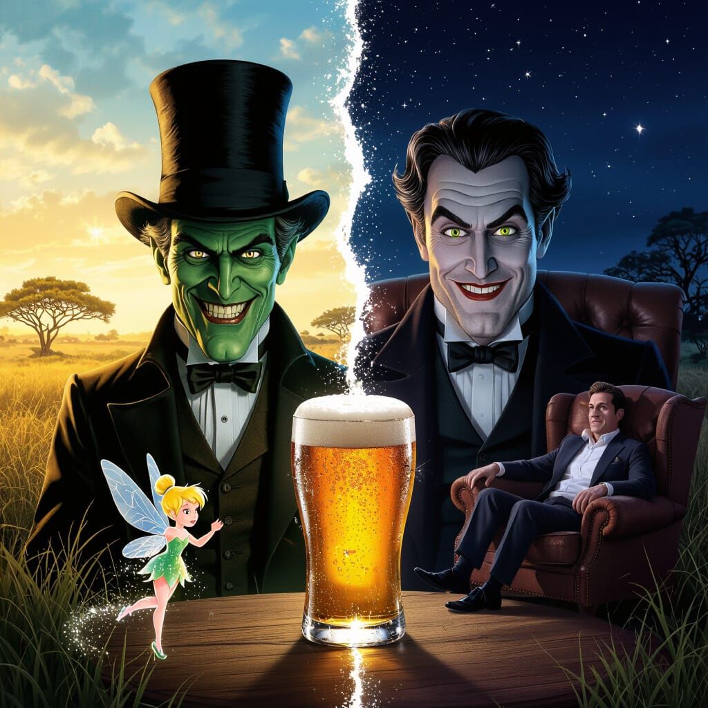 Dr Jekyll and Mr Hyde Share a Beer in Dramatic Chiaroscuro