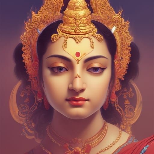 Vaiśravaṇa: Heavenly King Portrait in Art Nouveau Style