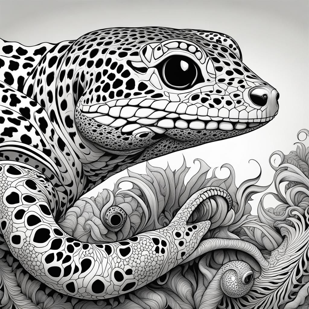 Giant Leopard Gecko with Bomb in Abstract Style