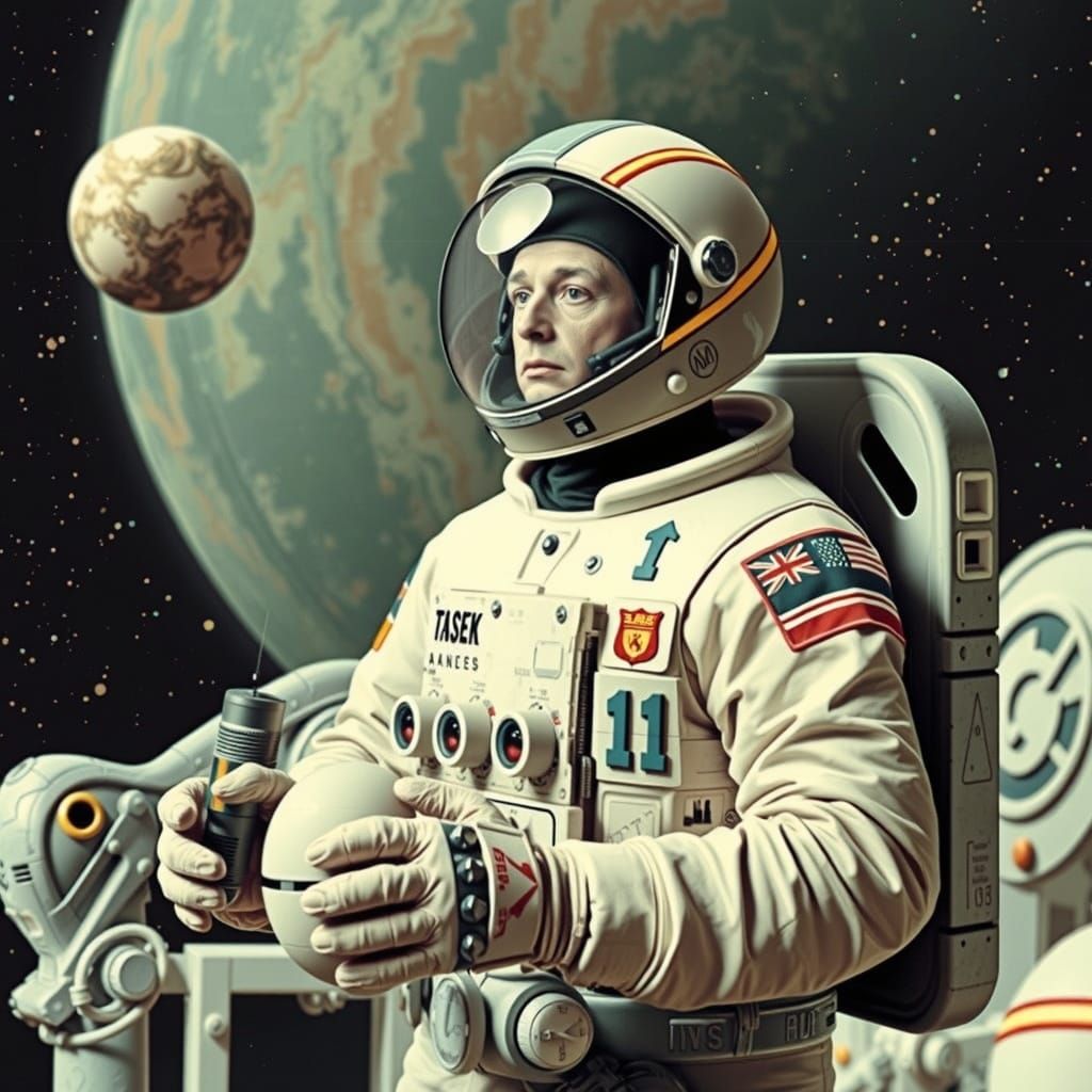 Retrofuturistic Astronaut Blows Whistle on Marble Space Stat...