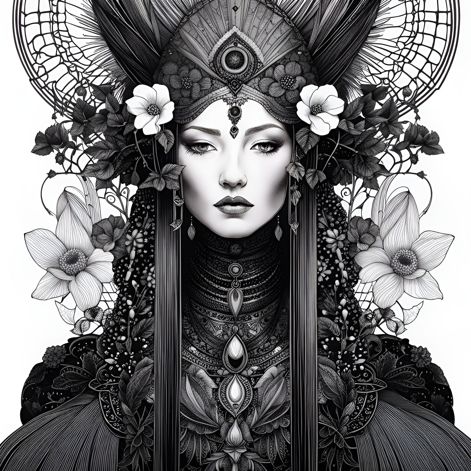 Amazing Flower Goddess by Harry Clarke