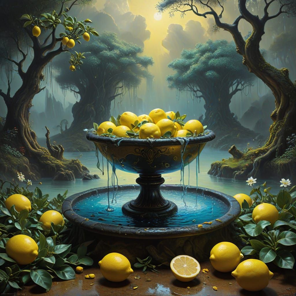 A hidden lagoon encircled by lush greenery and towering trees. Bright yellow lemons and aromatic vanilla are crushed tog...