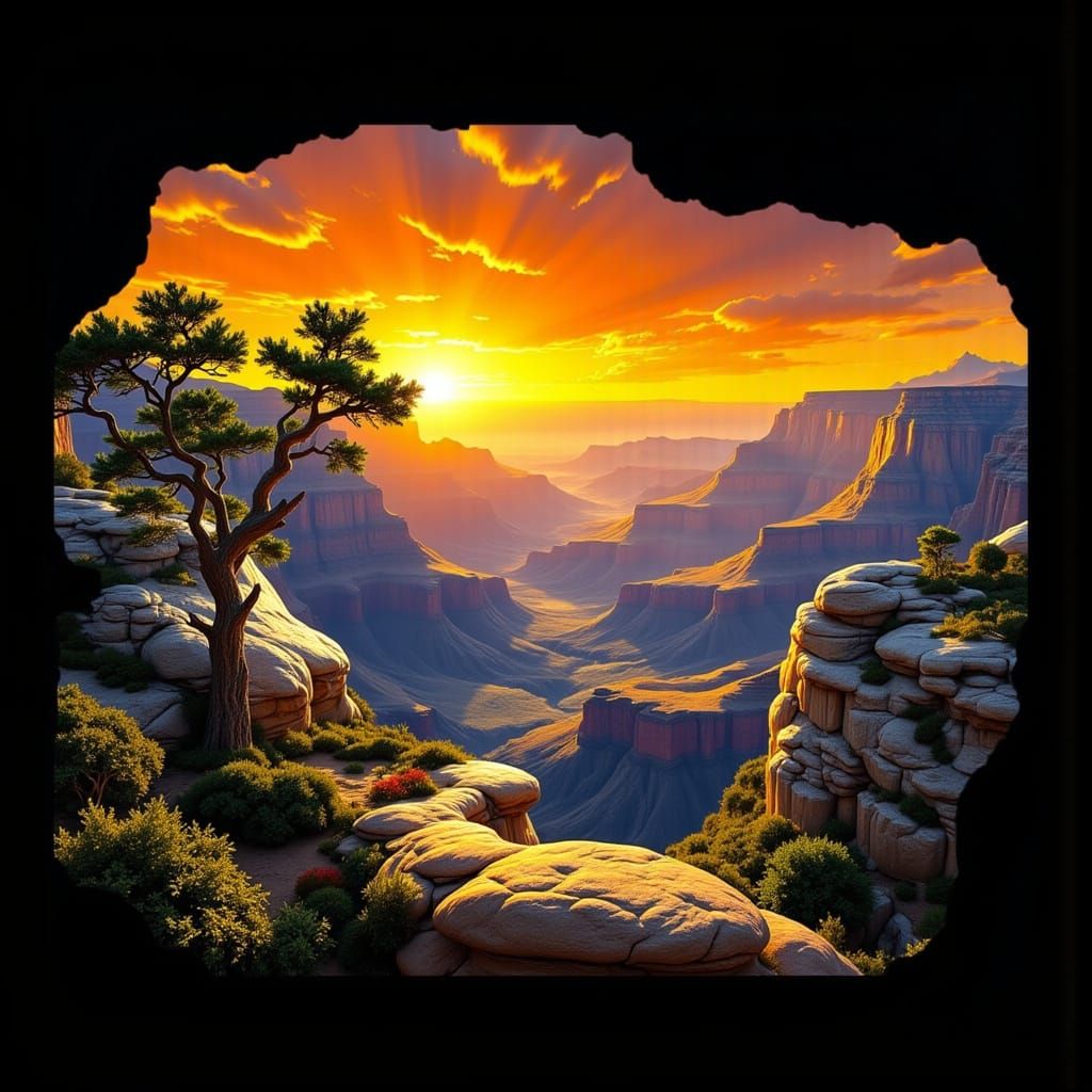 Grand Canyon Sunset in Hyperrealistic Style