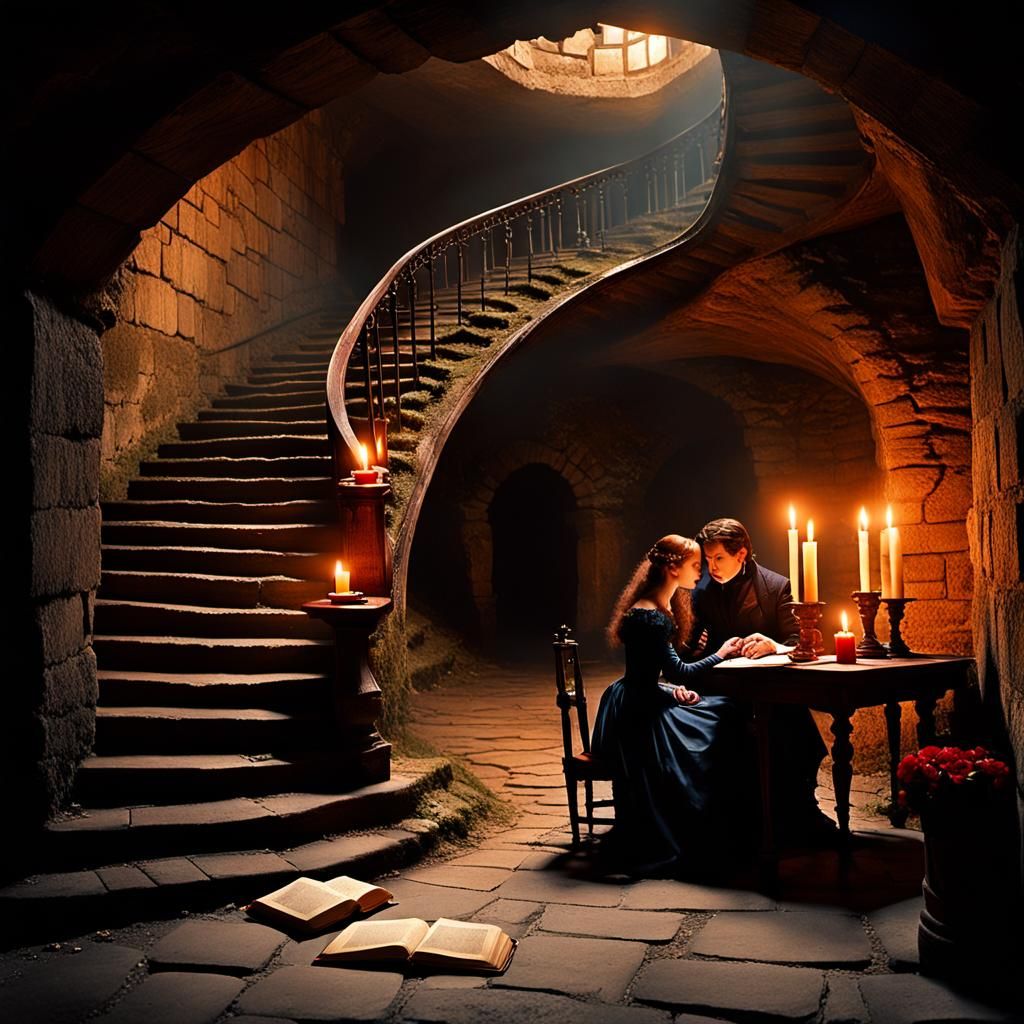 Couple inside a castle chamber