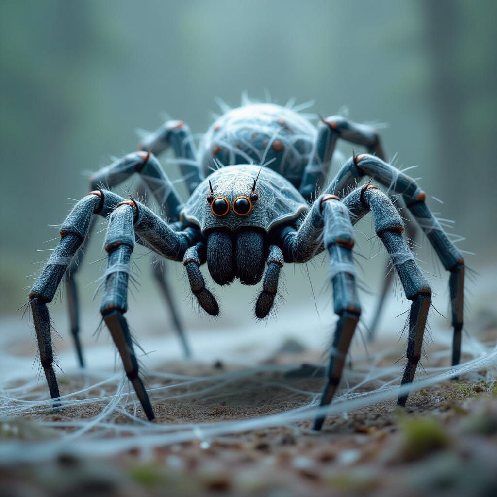 Spiderweb Monster Emerging from Darkness