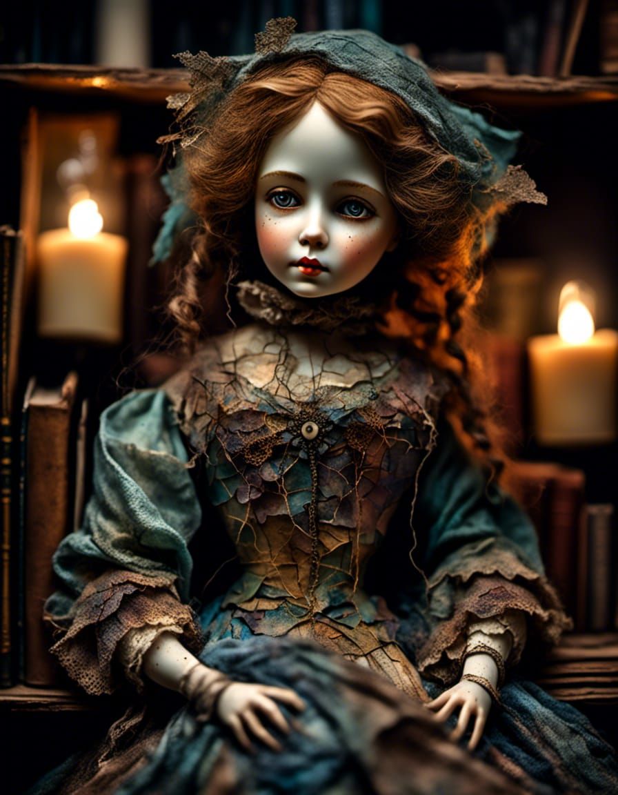 Eerie Baroque Doll with Glowing Eyes