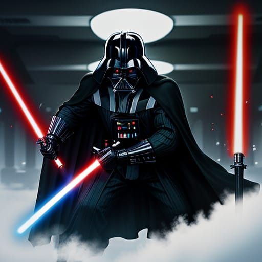 Darth Vader Engages Jedi in Lightsaber Battle
