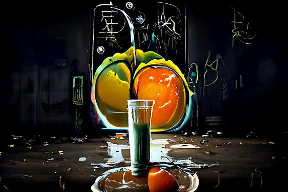 Orange Juice Graffiti Art in Urban Style