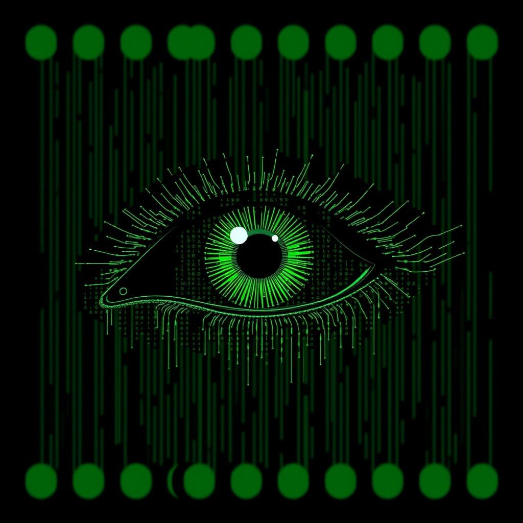 Eye in Simple Green on Black ASCII Art