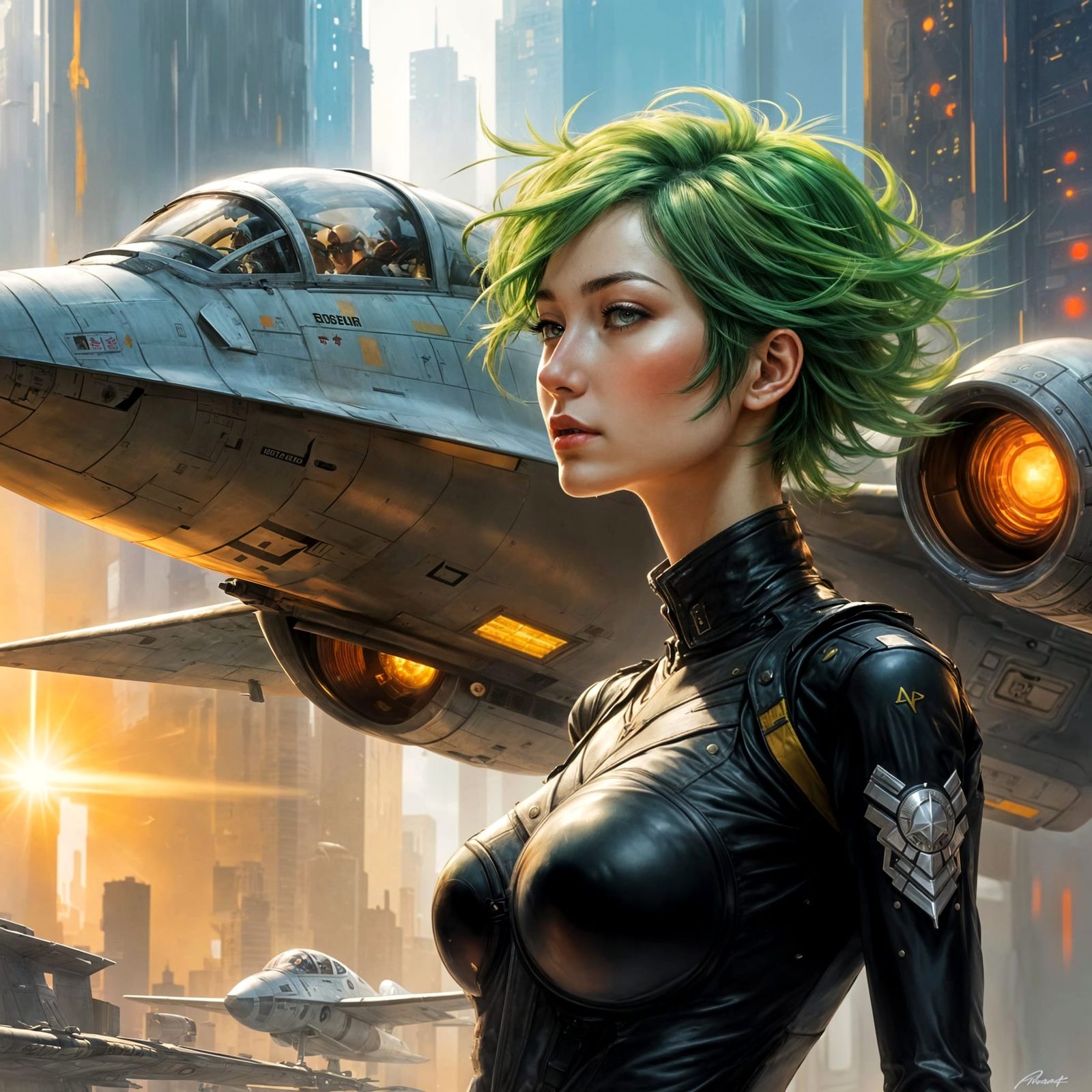 Young Starfighter Pilot in Uniform Before Takeoff