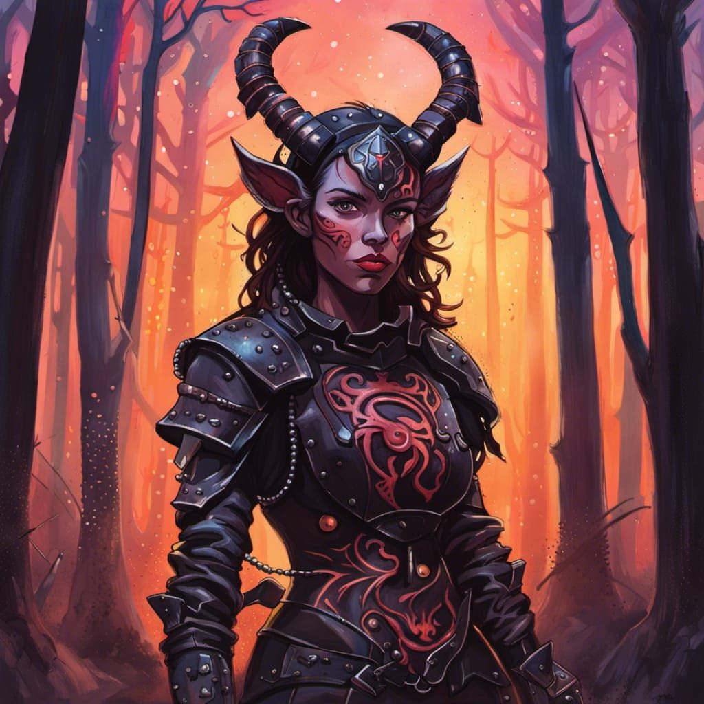 Tiefling Graffiti Art in Dusk Twilight