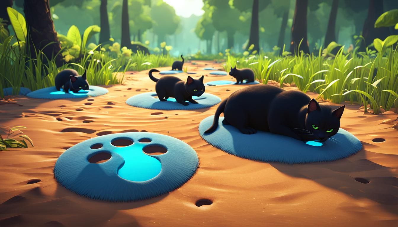 Pet Therapy App Background with Cat Prints, 3D Render