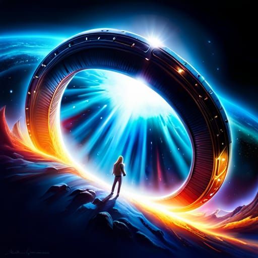 Glowing Stargate with Exploding Galaxies