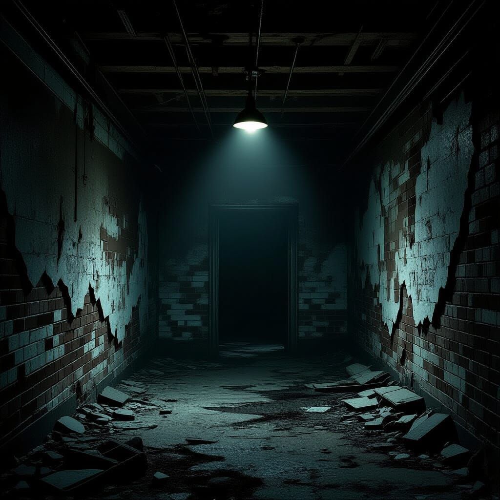 Eerie Abandoned Basement in Mystical Dark Style
