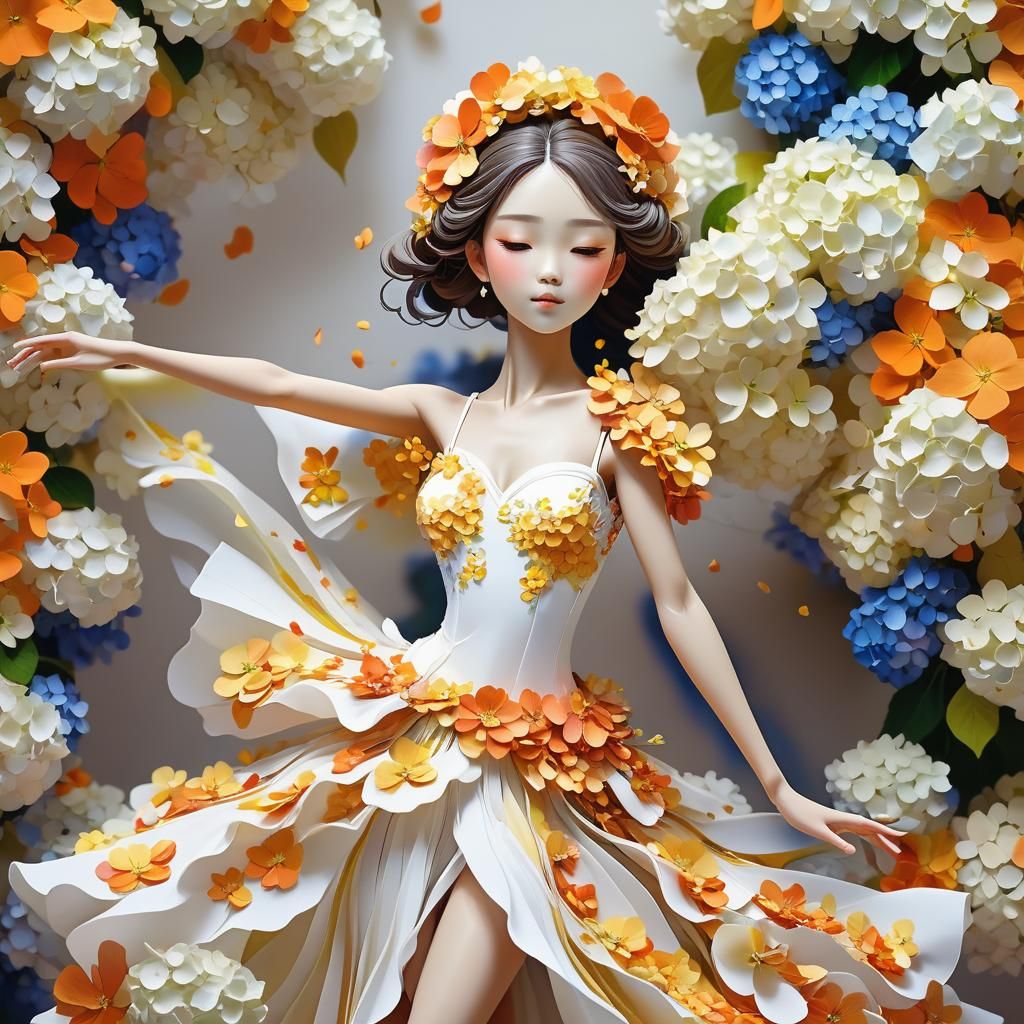 Hydrangea Dress: Anime-Style Floral Elegance