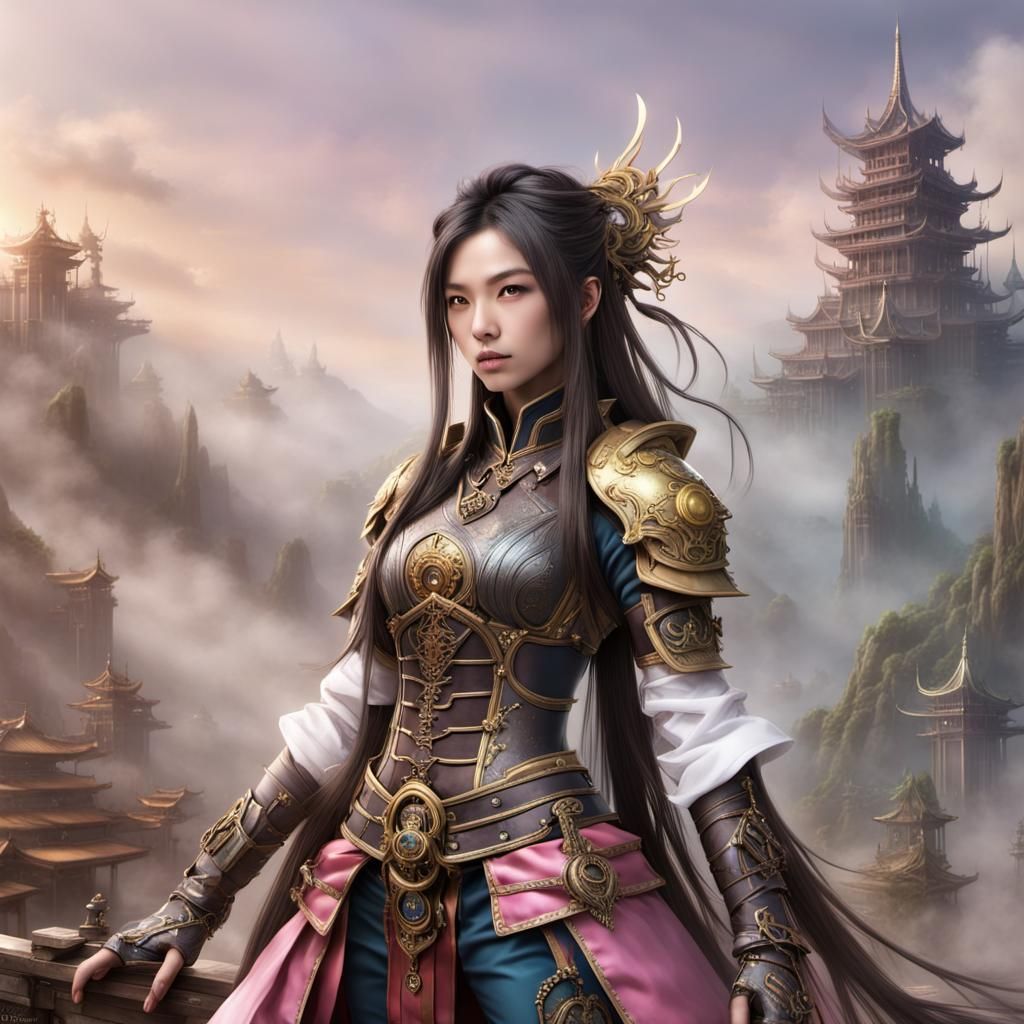 Steampunk Asian Princess in Detailed Matte Painting