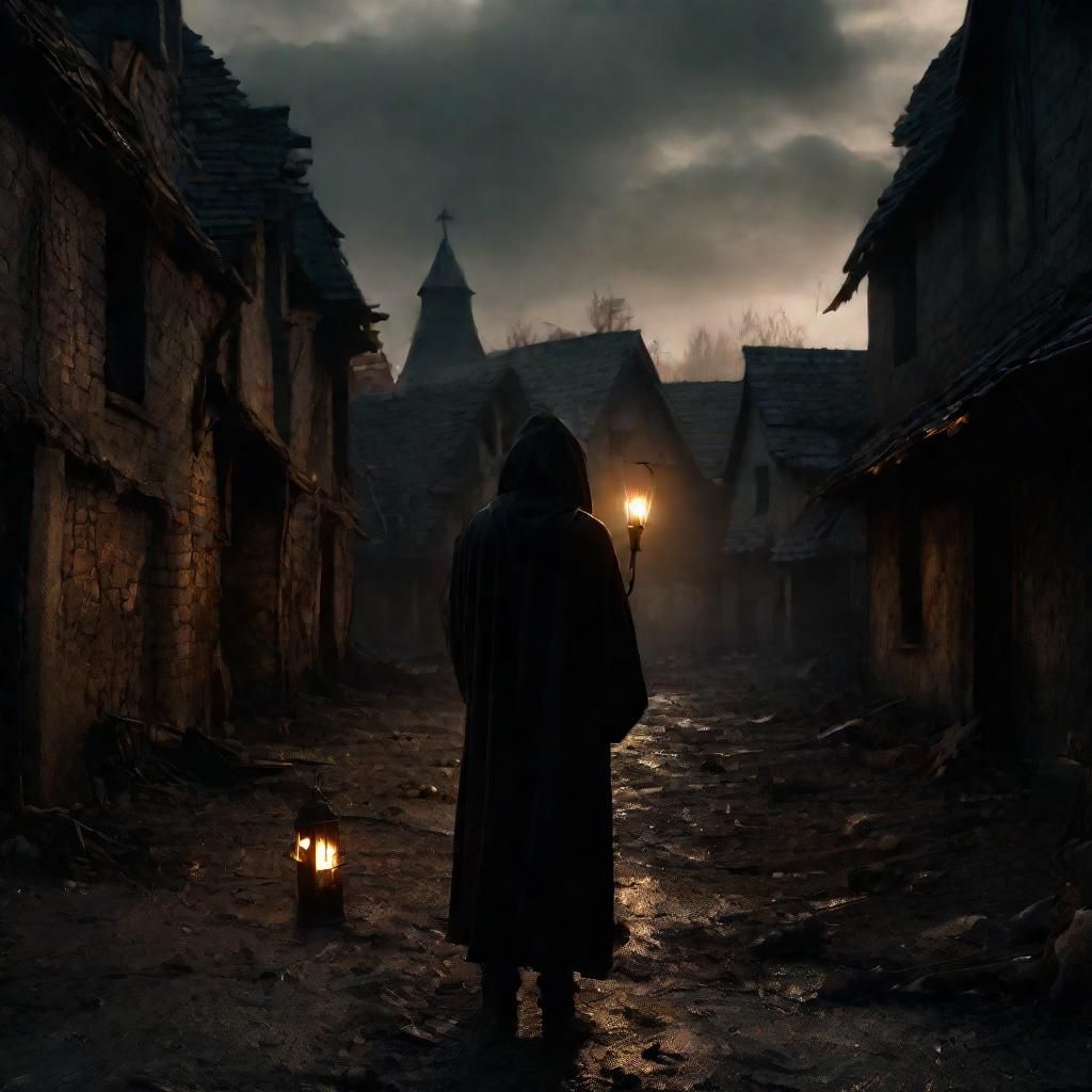 Medieval Plague Village: A Gothic Horror Scene