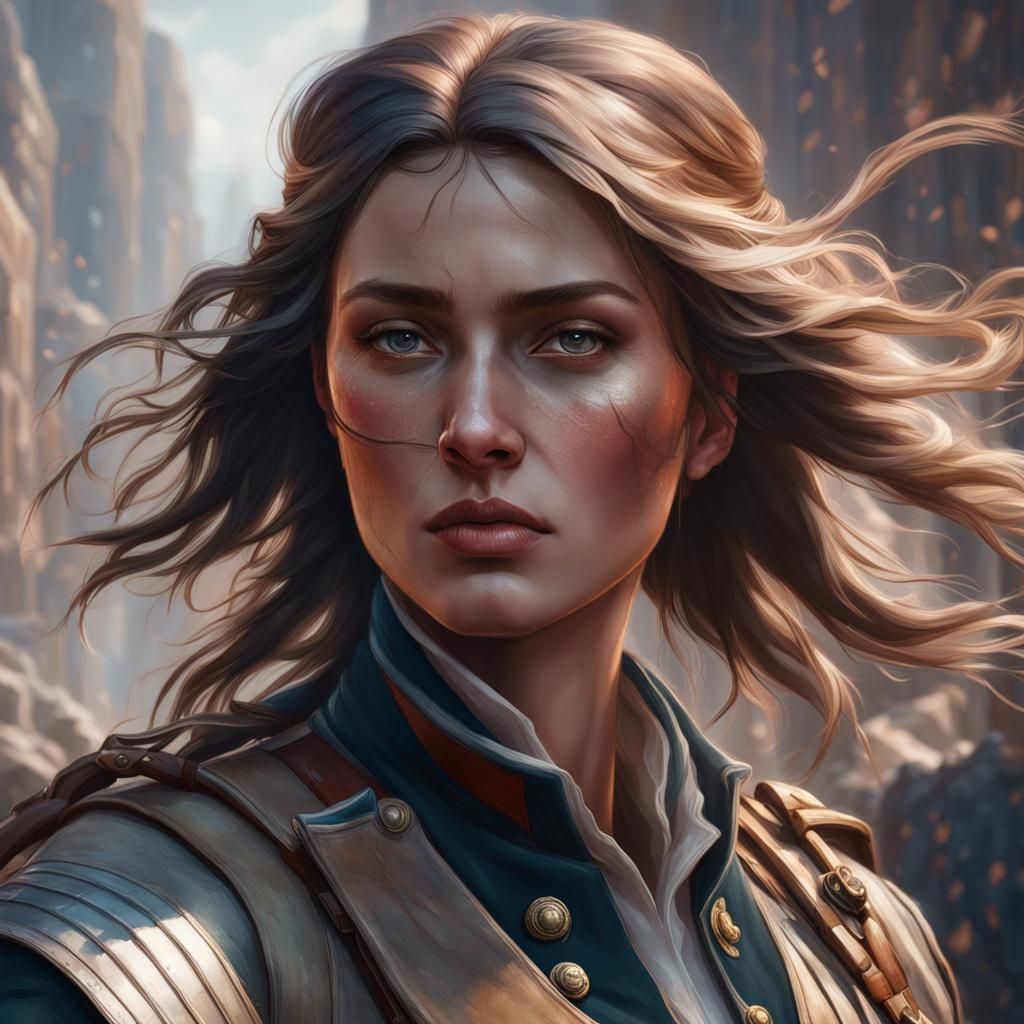 Revolutionary War Soldier Portrait in Art Nouveau Style