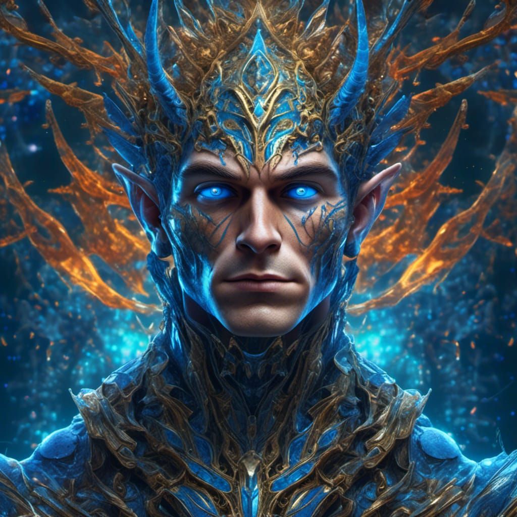 Hyperrealistic Machine Elf with Blue Eyes