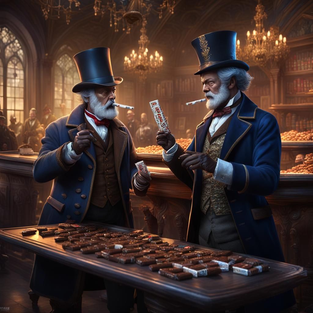 Victorian Chocolate Duel: A Fantastical Artstation Painting