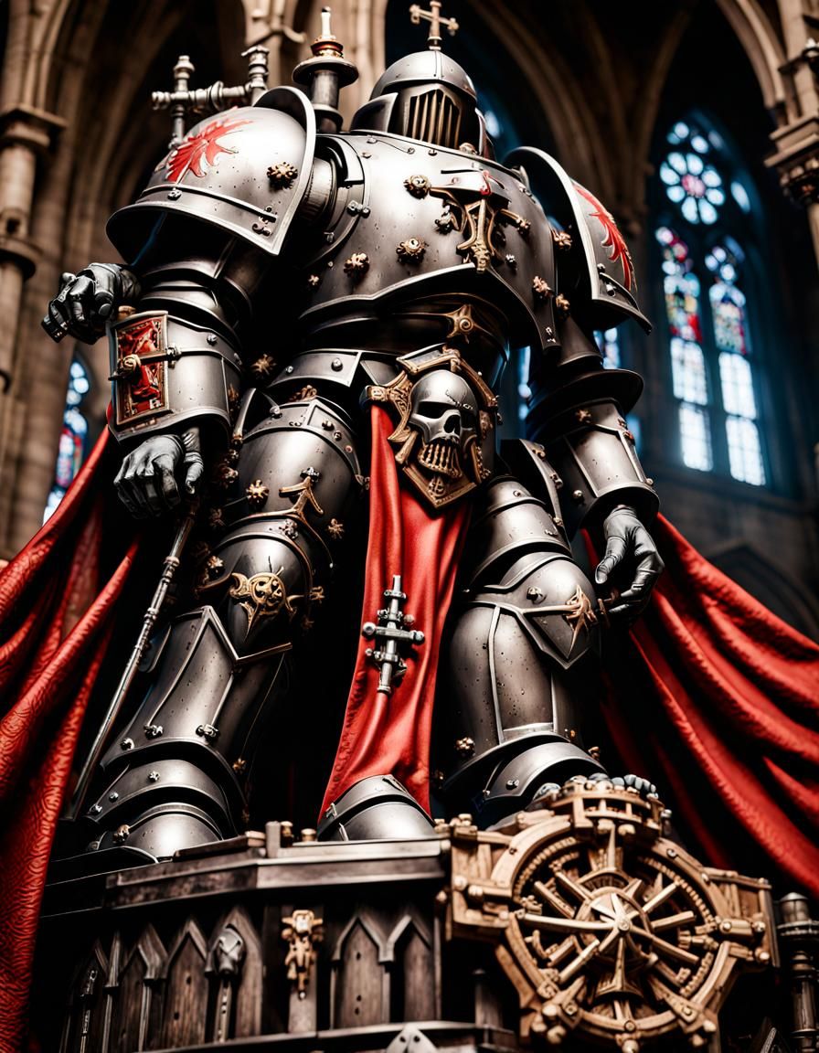 Imperial Knight of the Black Templars in Gothic Setting