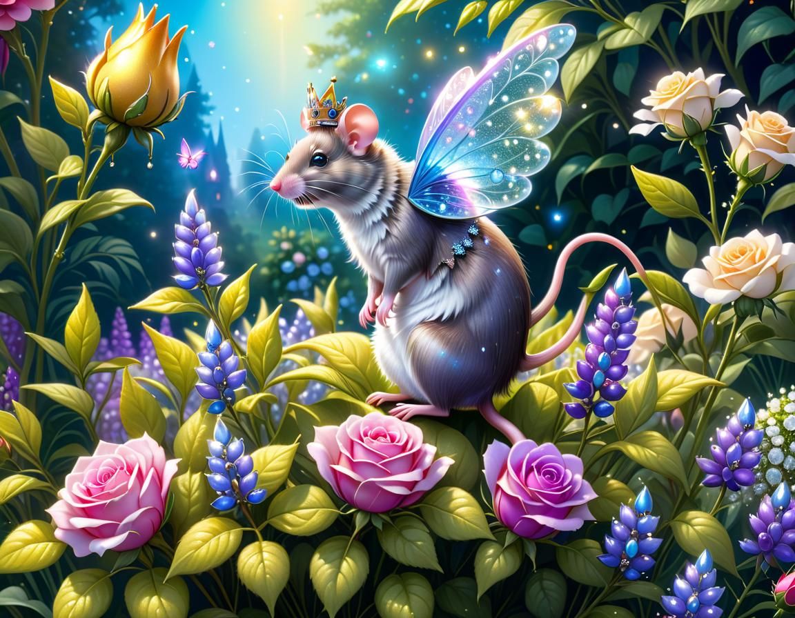 Fairy-mouse in a garden