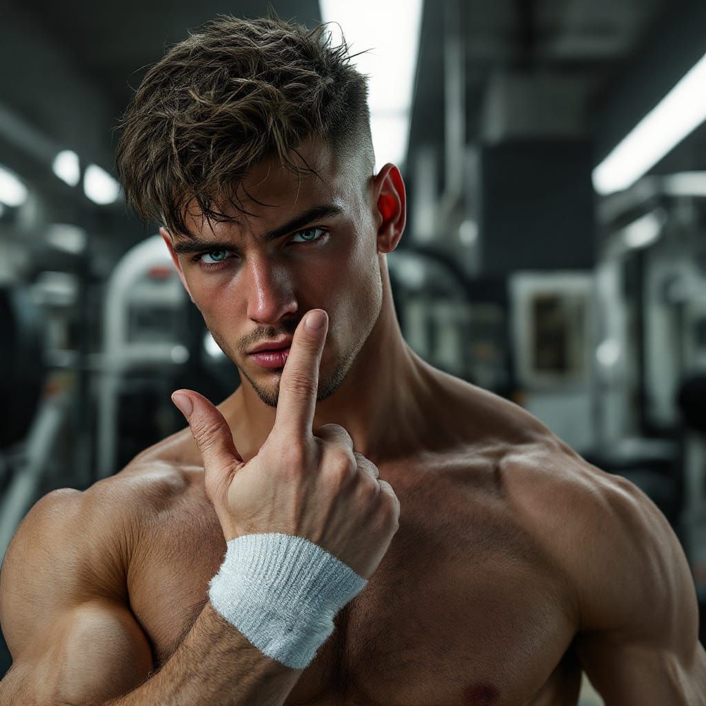 Irish Chav Guy Gives Middle Finger in Gym Setting