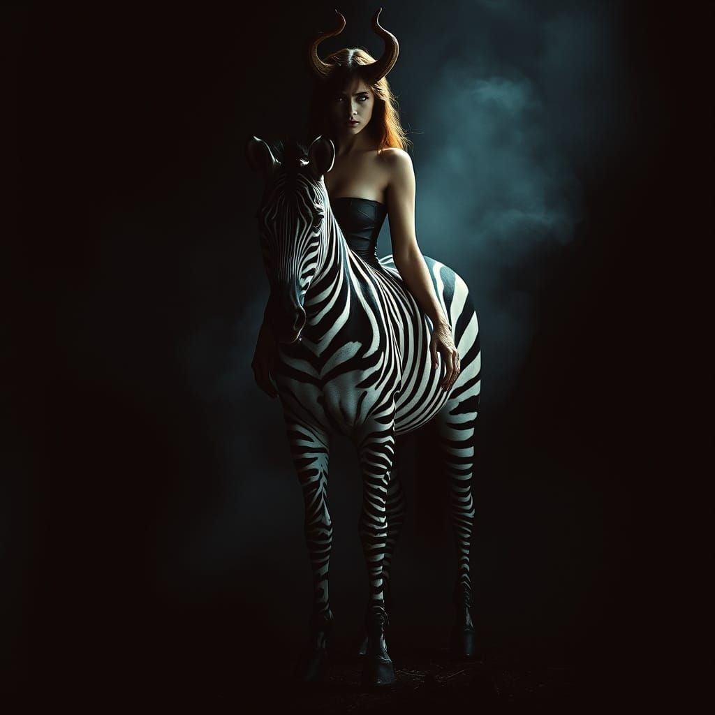 Mysterious Zebra Goddess with Malevolent Intent