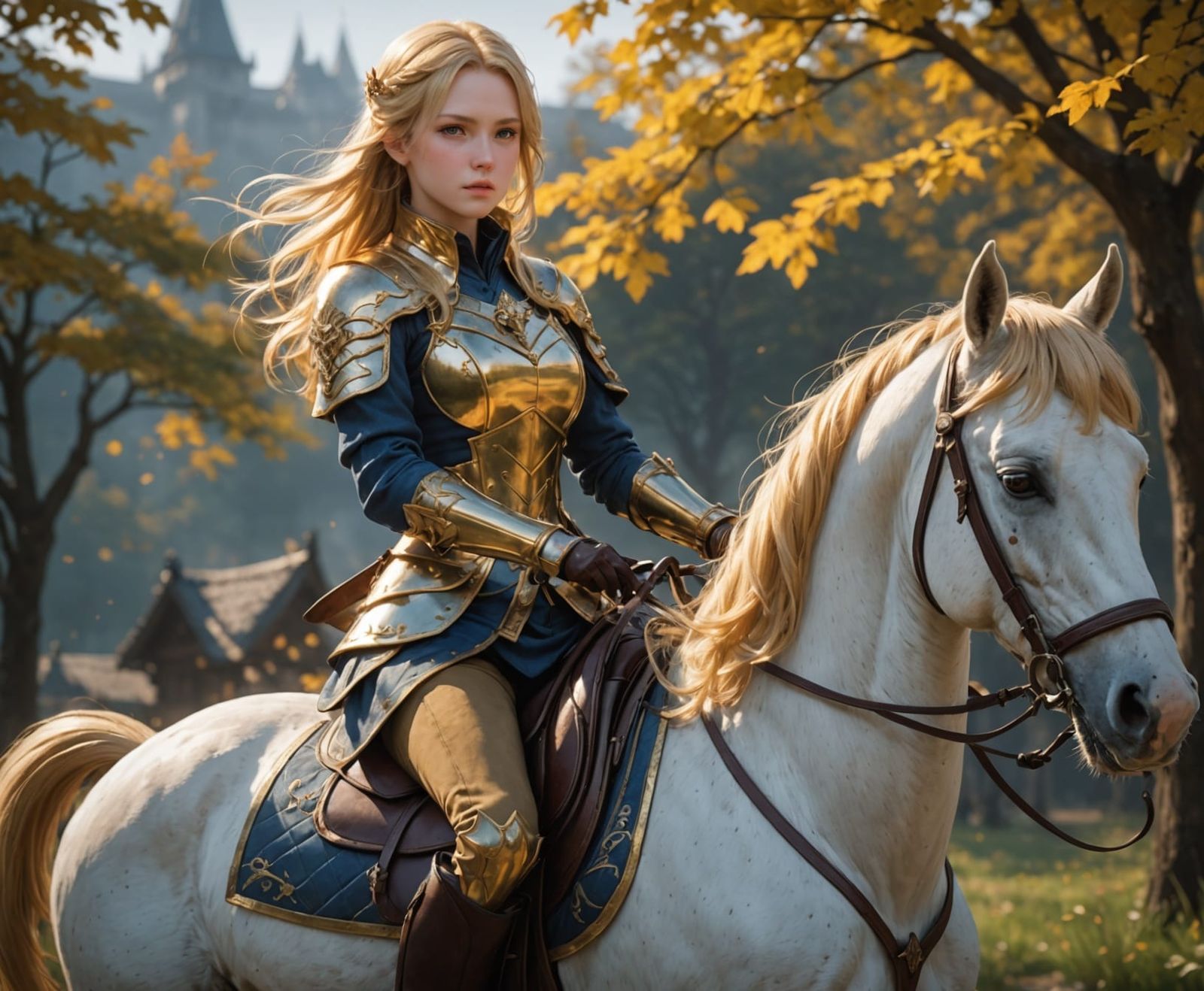 Maiden on horse back