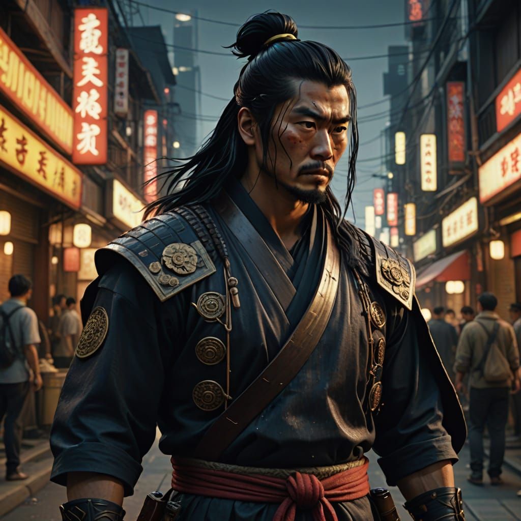 Japanese Vigilante Superhero in Hyperrealistic Concept Art