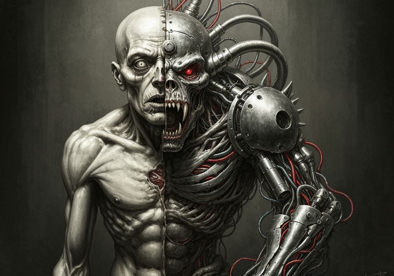 Terrifying Cyborg Chimera in the Style of Gustave Doré