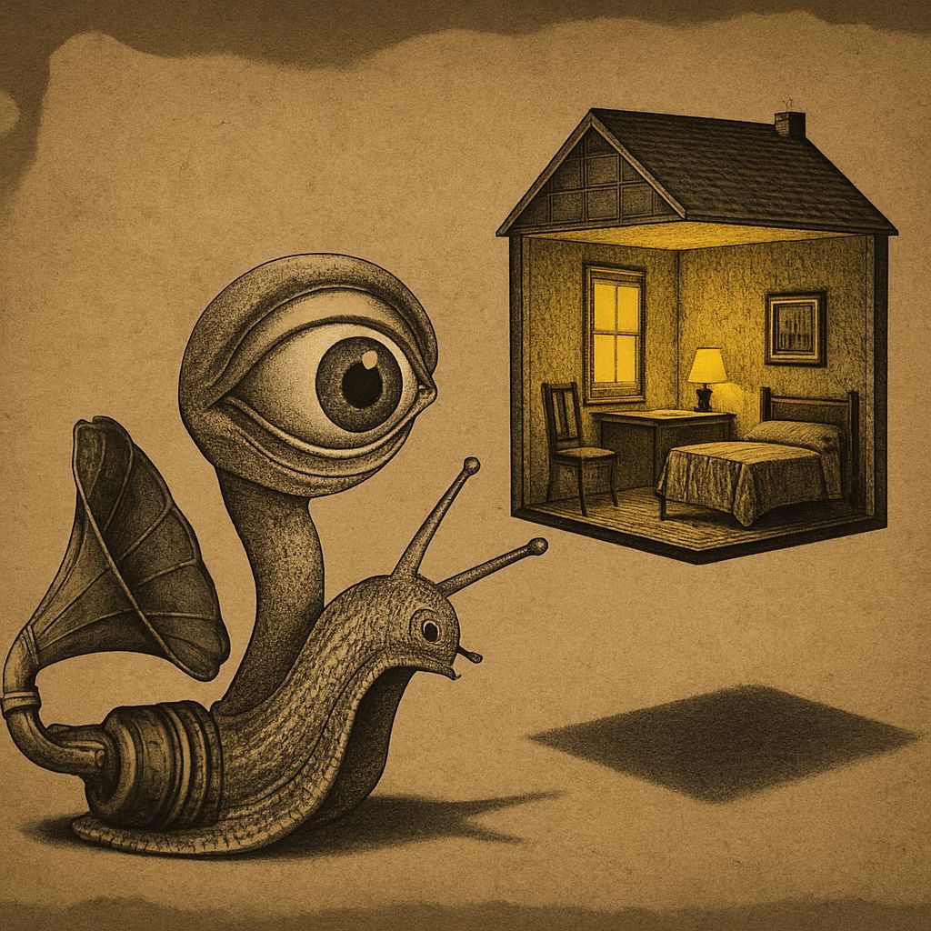 Curious Snail With Human Eye in Gramophone, Terry Gilliam St...