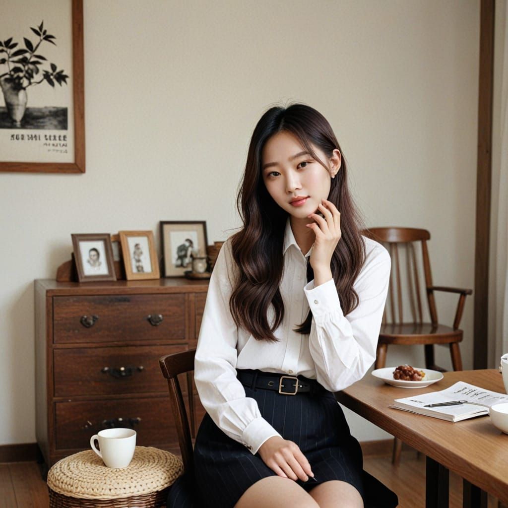 Modern Korean Woman in Vintage Home