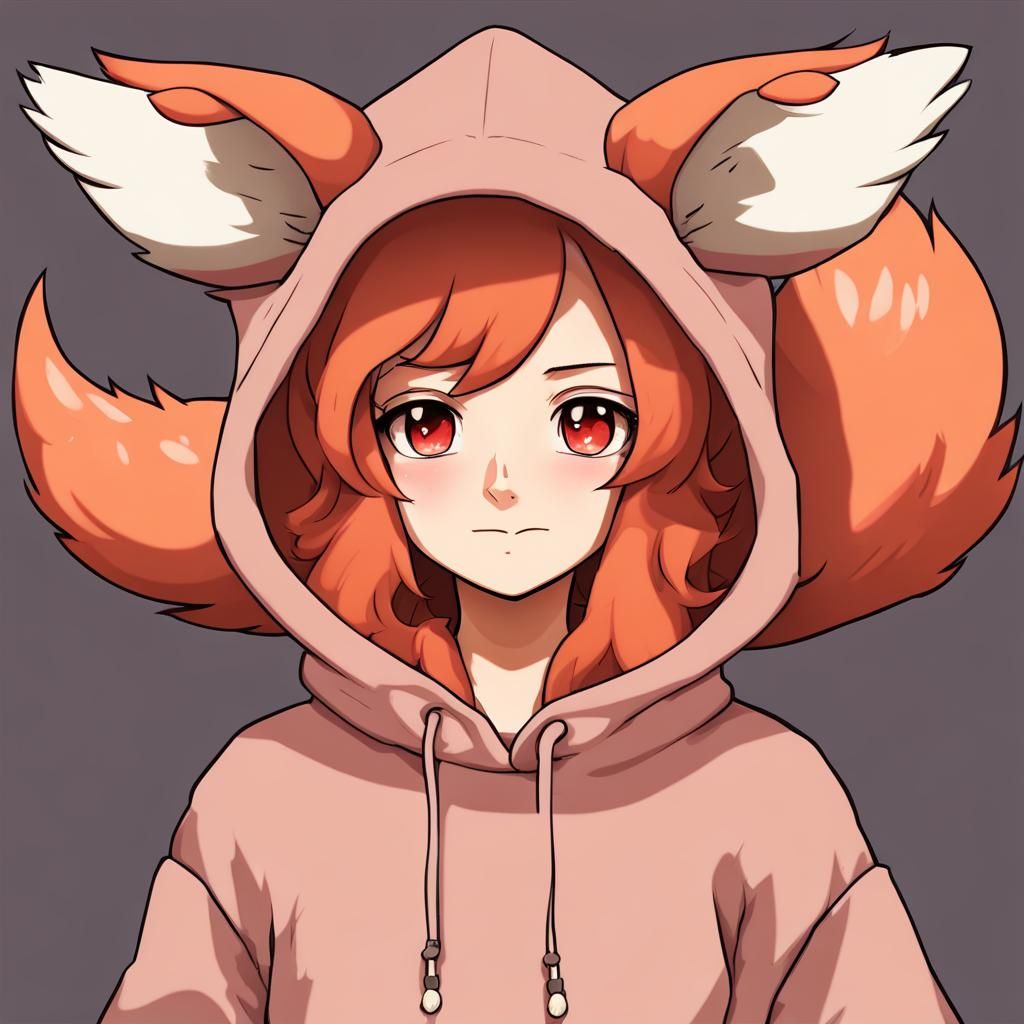 Anime Girl in Vulpix Hoodie Digital Art