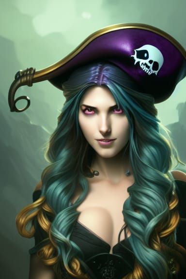 Amethyst-Haired Pirate Beauty in Hyperdetailed Portrait