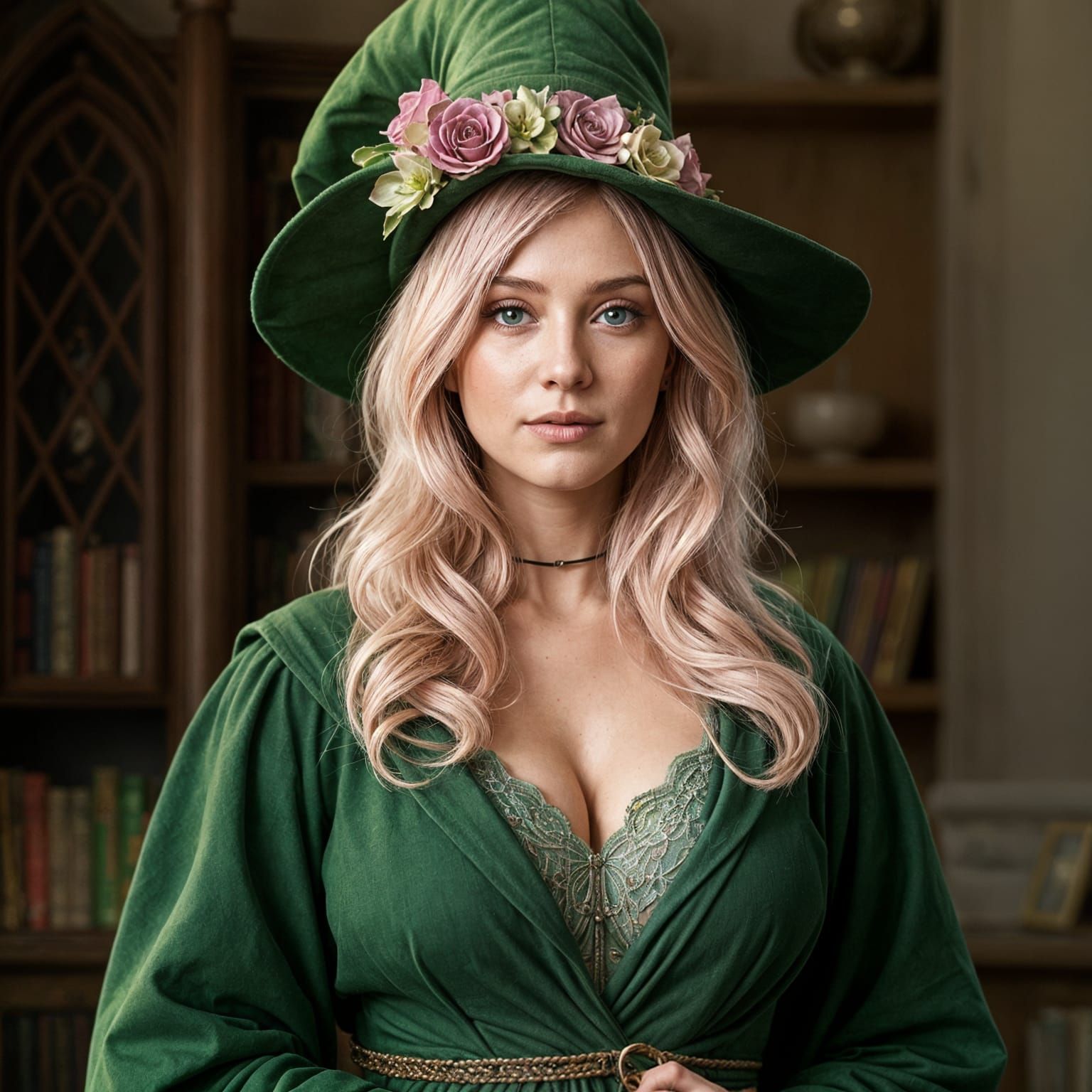 Enchanting Herbology Professor in Green Robes