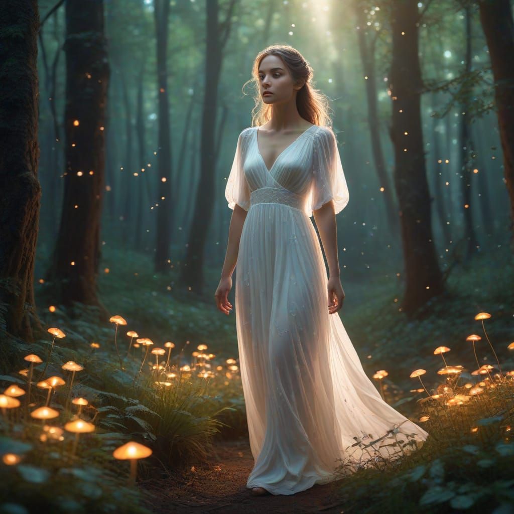 Ethereal Fantasy Maiden in a Luminous Forest
