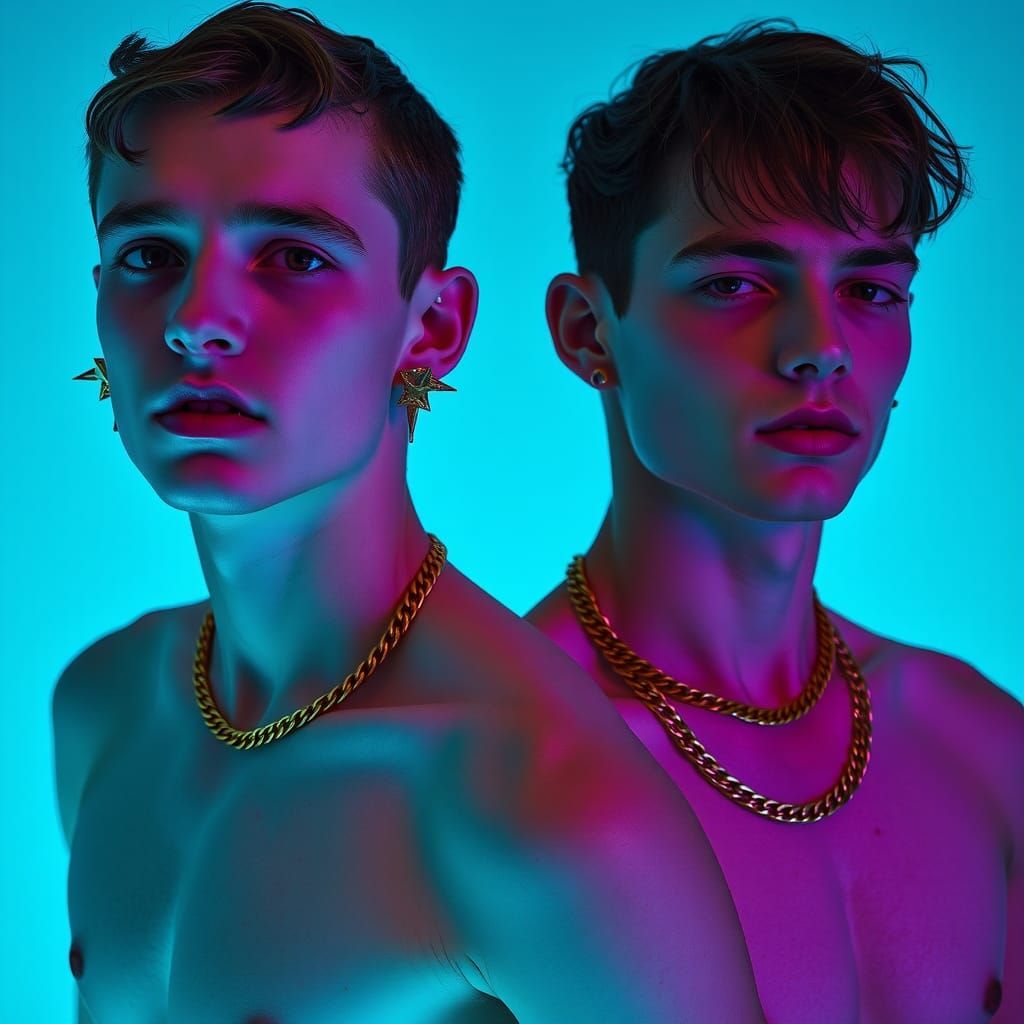 Bioluminescent Male Models in Bold Fashion Photography