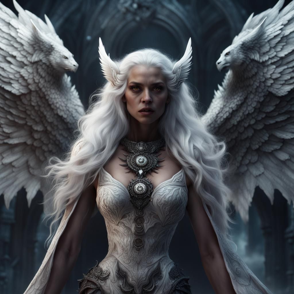 Werewolf Goddess with Demon Wings