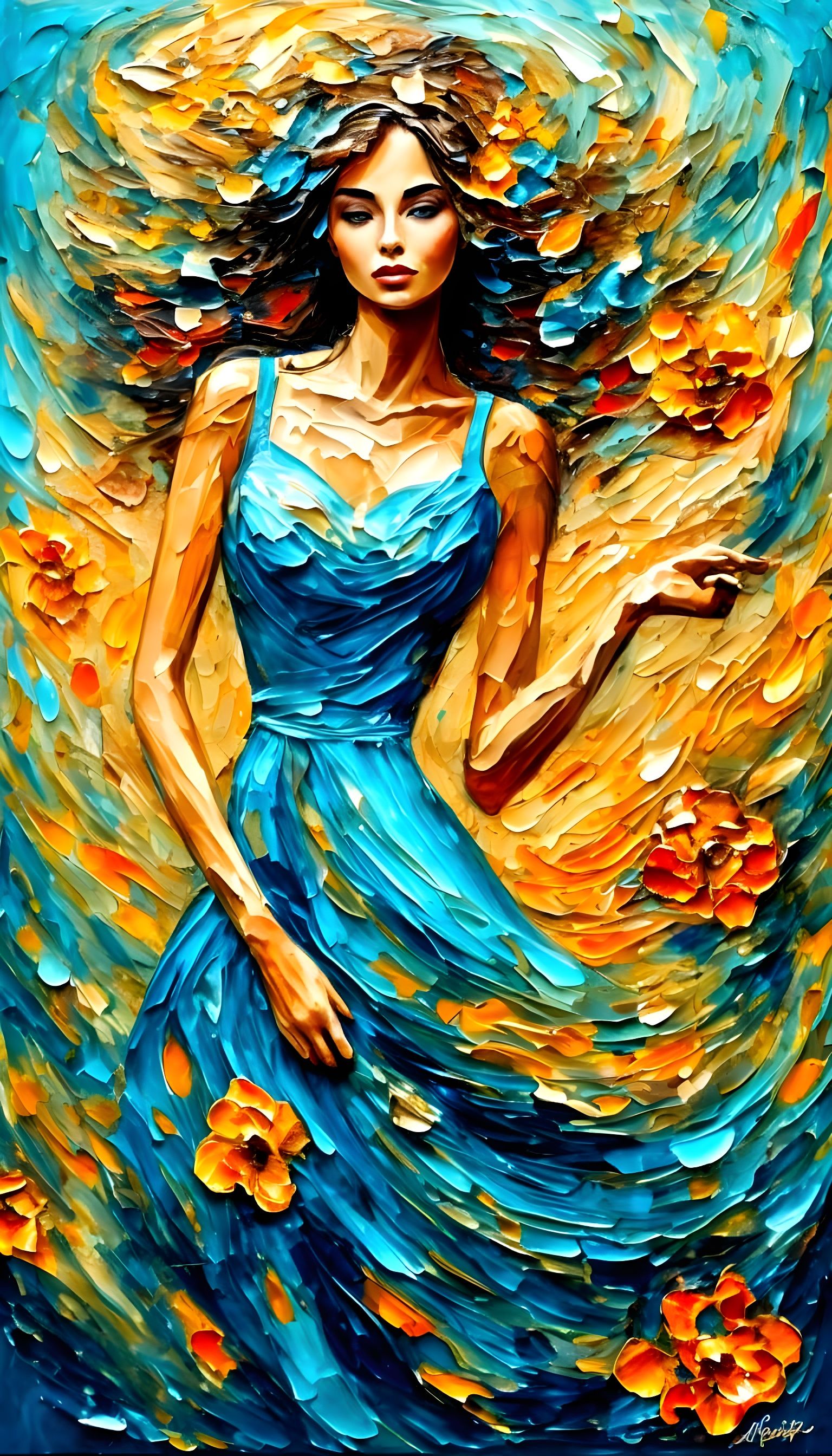 Impressionistic Impasto Painting with Straps and Chains