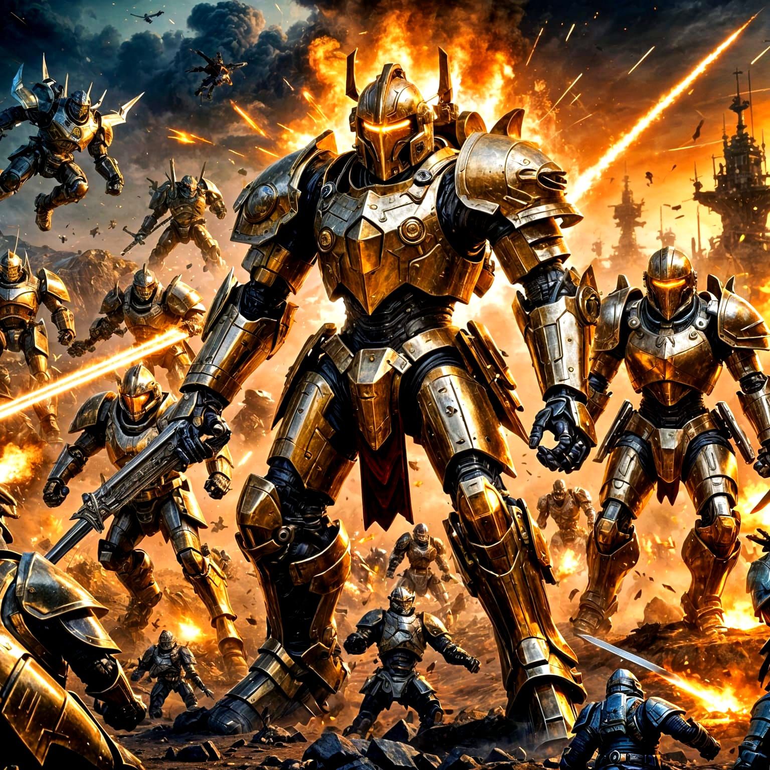 Mechanical Warriors Clash With Knights in Epic Battle