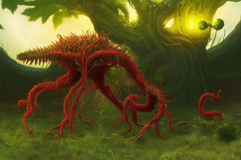 Octoplant: Animal-Plant Hybrid in Psychedelic Fauvism