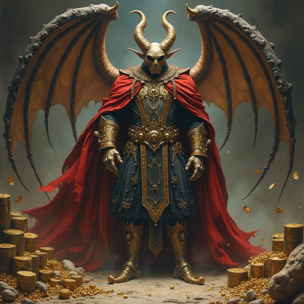 Regal Daemon Clauneck Surrounded by Wealth and Opulence in D...